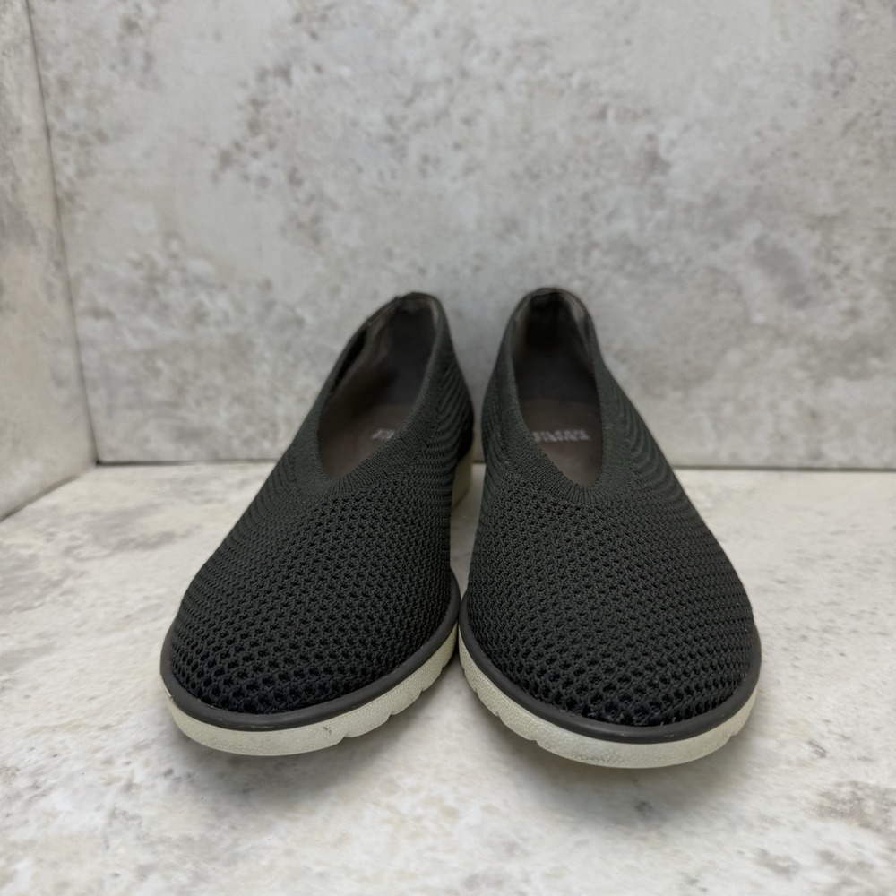 Eileen Fisher Women's Size 7 Gray Stretch Knit Slip-On Wedge Shoes Comfort Flats
